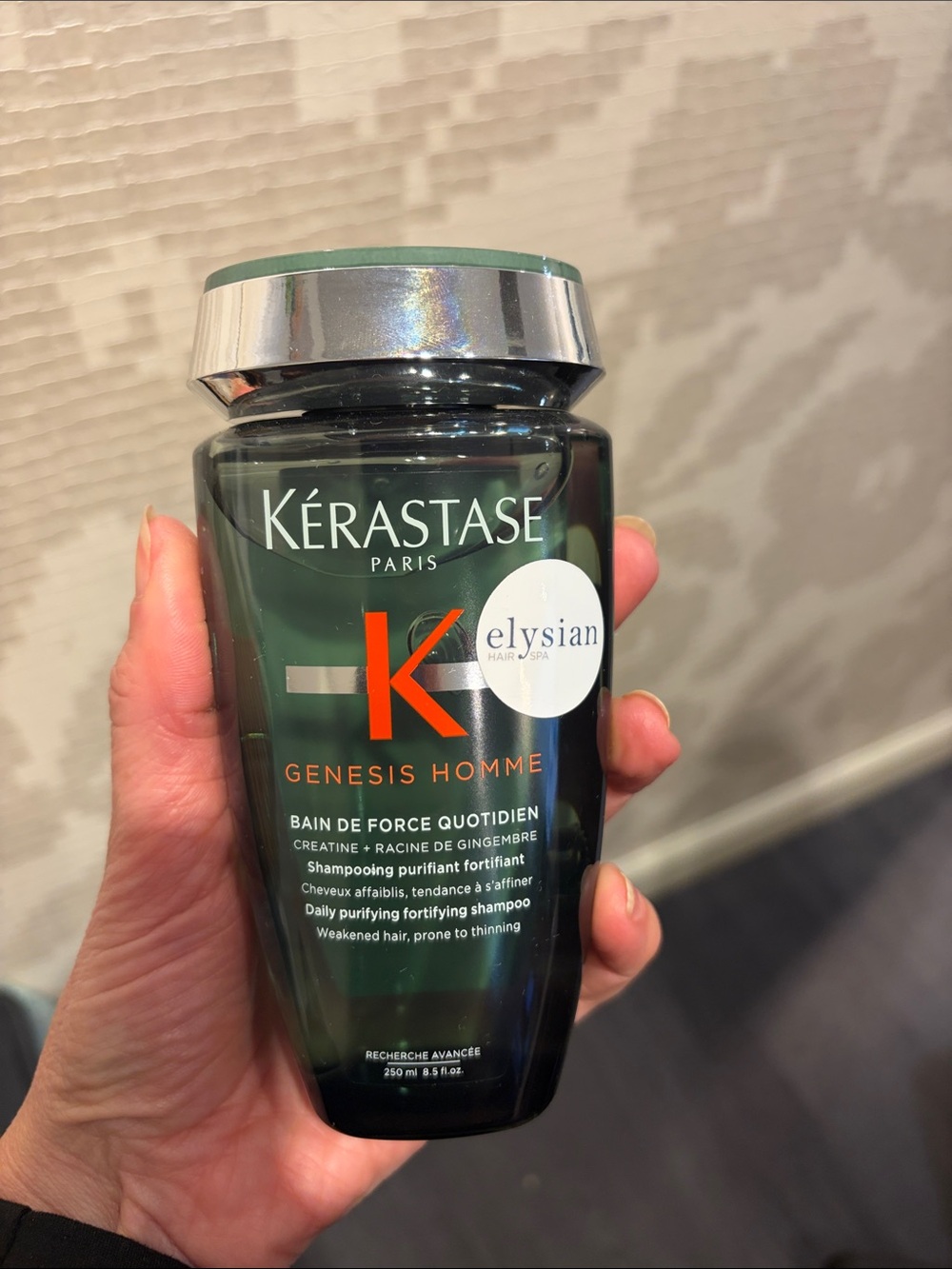 Kerastase Genesis Homme Dark Green and Silver Shampoo Bottle